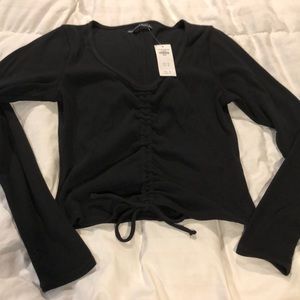 Abercrombie & Fitch black long sleeve tie top